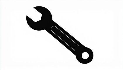 Minimalist Wrench Tool Silhouette Icon