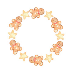 Roud frame of Christmas cookie and starts