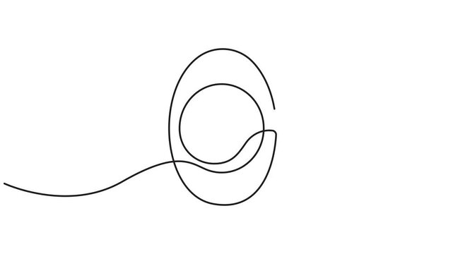 Self drawing animation of continuous one line drawing Egg, minimalist one line art eggs shape art, Full length 4k animation video.