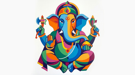 Modern Abstract Ganesha Artwork with Bold Shapes and Colors