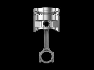 Detailed engine piston and connecting rod isolated on transparent background