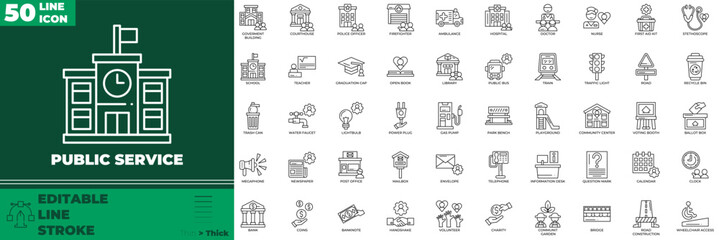 Public Service Line Editable Icons set © Madani Pro