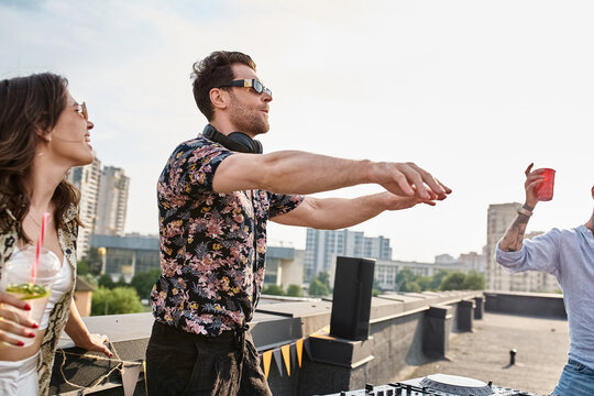 Young friends celebrate life and friendship at an unforgettable rooftop party