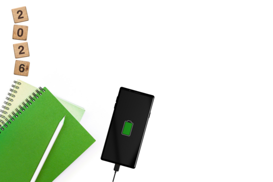 2026 Business Planning and Recharging Concept Flat Lay