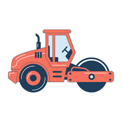 Road Roller Construction Vehicle Vector | Asphalt Compactor Illustration | Heavy Machinery Icon