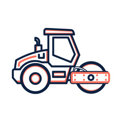 Road Roller Construction Vehicle Vector | Asphalt Compactor Illustration | Heavy Machinery Icon