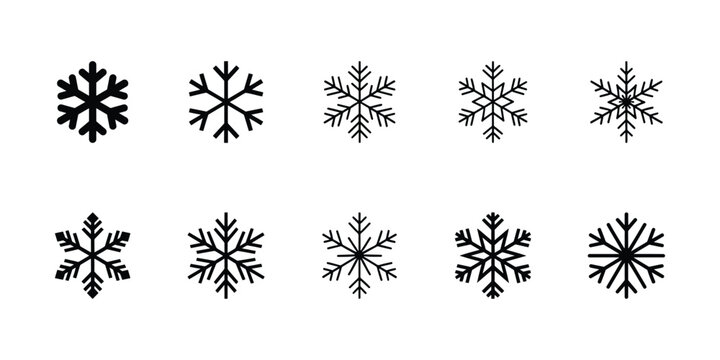Vector snowflake icons on clean background