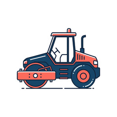 Naklejka premium Road Roller Construction Vehicle Vector | Asphalt Compactor Illustration | Heavy Machinery Icon