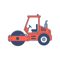 Road Roller Construction Vehicle Vector | Asphalt Compactor Illustration | Heavy Machinery Icon