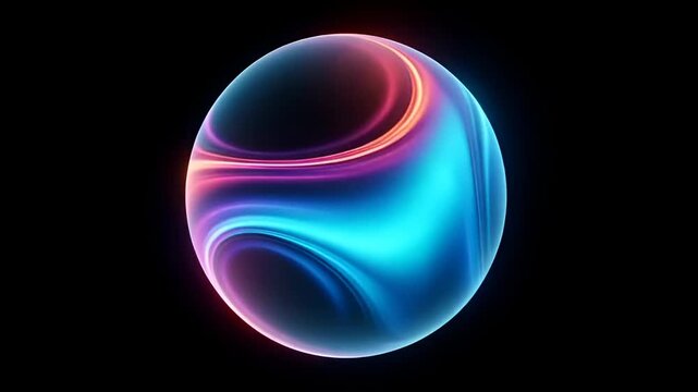 Stunning sphere with vibrant blue and purple flowing energy on black background