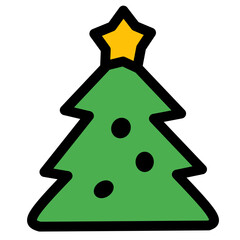 Christmas Tree Icon – Flat Color Vector