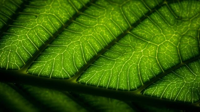 Vibrant green leaf detail reveals stunning natural patterns and textures in macro
