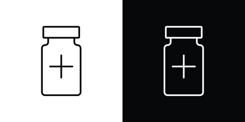 Vaccine vial icon thin line outline concept. Linear style icon. Editable stroke. Vector