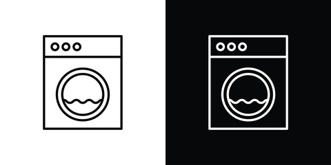 Washing machine icon thin line outline concept. Linear style icon. Editable stroke. Vector