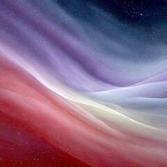 Abstract cosmic nebula with swirling clouds of red, purple, and blue, dotted with tiny stars, creating a sense of depth and wonder.