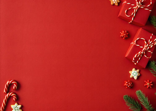 christmas card with red ribbon and bow