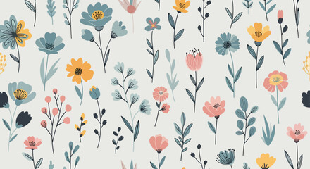 Beautiful vector seamless floral pattern with watercolor summer flowers. Stock illustration. Beautiful vector seamless floral pattern with hand drawn watercolor flowers.