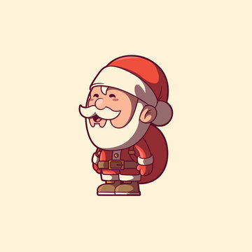 Happy Santa Claus Character, Cute Christmas Mascot vector illustration