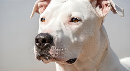 Portrait of a White American Bulldog.