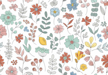 Stylish bright floral seamless pattern.