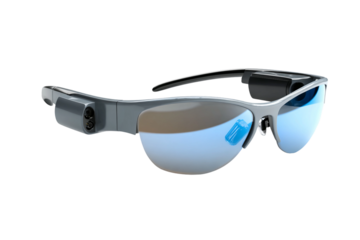 IoT-enabled smart glasses with AR notifications isolated on transparent background
