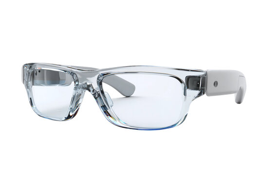 Innovative smart glasses with AR alert system isolated on transparent background
