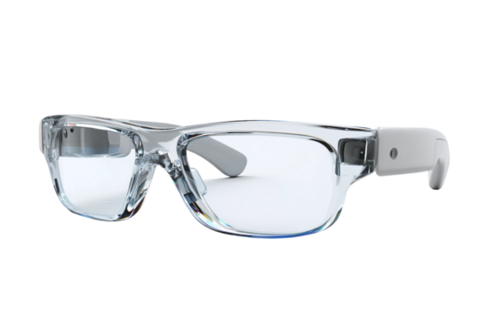 Innovative smart glasses with AR alert system isolated on transparent background