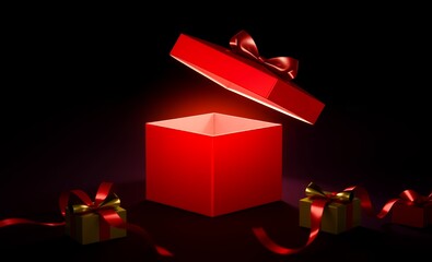 Unwrap the excitement of a bright red gift box opening to reveal an empty space perfect for birthdays holidays or anniversaries capture the joy of giving surprises with this festive image christmas ba