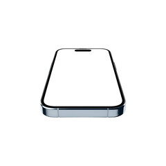 Modern smartphone with a blank white screen and metallic frame isolated on transparent background