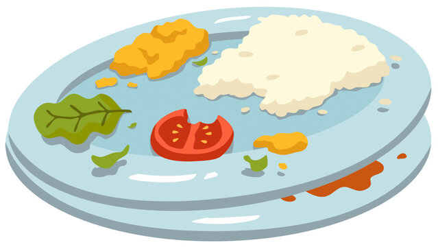 Leftover Food on a Plate Illustration