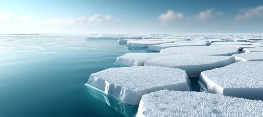 Breathtaking Arctic Panorama of Ice Floes on Turquoise Sea, Highlighting Climate Change Effects