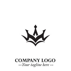 Obraz premium Elegant Black Crown Logo Symbol on a Clean White Background for Premium Branding Design