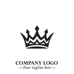 Obraz premium Elegant Black Crown Logo Symbol on a Clean White Background for Premium Branding Design