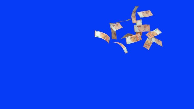 Billets de cinquante euros jet&eacute;s en l'air - canal alpha s&eacute;par&eacute;