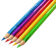 Fototapeta premium Colorful wooden colored pencils, rainbow art stationery bundle PNG, drawing and school supplies for design projects isolated PNG with Transparent Background