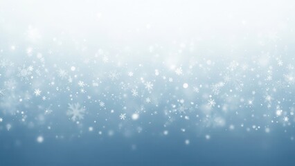 Gentle snowfall with soft blue and white gradient winter