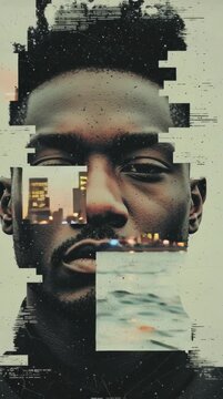 Urban Portrait with Double Exposure | Cinematic Zoom-In of Man&rsquo;s Face Blended with City Lights | Experimental Dark Aesthetic and Slow Motion Transitions