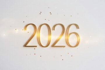 Elegant 2026 golden text with sparkling confetti - celebrate the New Year in style with this festive and modern design for invitations or greetings