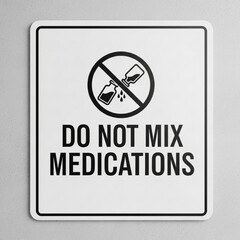 Do not mix medications sign with symbol of crossed out medicine bottles and bold warning message displayed