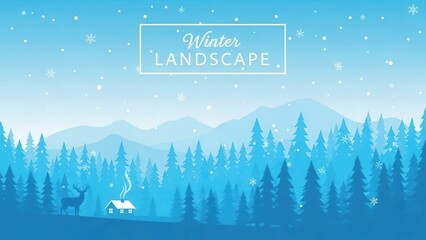 Winter Forest Landscape with Deer and Cabin 20251127