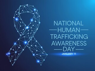 National human trafficking awareness day january eleventh blue ribbon digital art