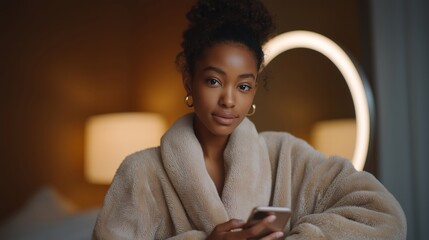 A beauty influencer unboxing new products exclusively for premium subscribers, soft ring light creating a polished aesthetic for close-up reveals — subscriber-only content, influencer branding, and