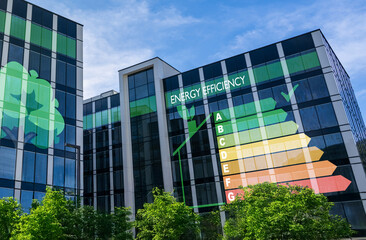 Modern Buildings Showcasing Energy Efficiency Ratings Symbolizing Sustainable Urban Development