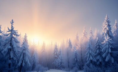 Frosty winter landscape in snowy forest christmas background christmas background christmas holiday background winter decoration celebration