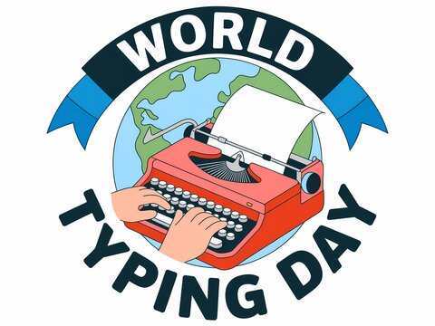 Celebrate world typing day with a vintage typewriter and globe illustration symbolizing global communication - Powered by Adobe