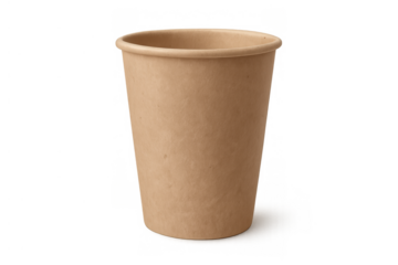 Kraft paper coffee cup, disposable takeaway container, eco friendly packaging for hot beverage, transparent background