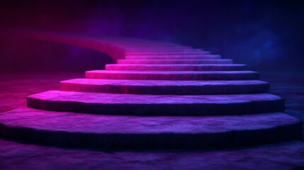 Floating steps illuminated by inner glow, motivation, guided ascension