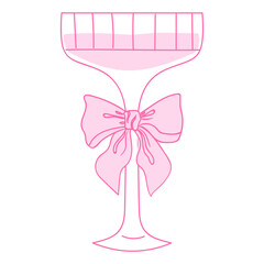 Stylish cocktail glass with pink ribbon embellishment, perfect for celebrations and special events