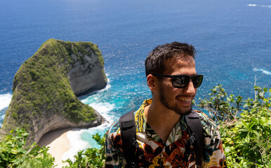 Portrait of tourist at penida island, nusa penida, bali. High quality photo