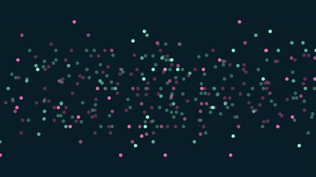 A mesmerizing image of small dots on a black backdrop, forming a grid with larger dots scattered among them, creating an illusion of weightless suspension